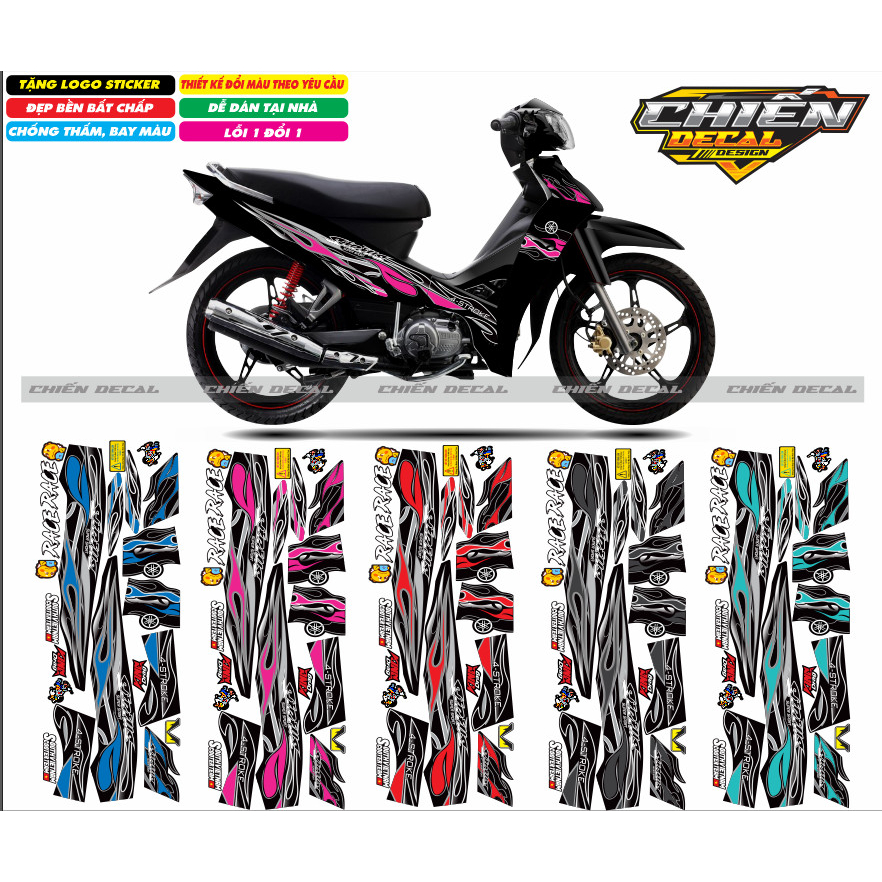 Tem rời xe sirius 110cc - 50cc mẫu tem lửa nhiều màu lựa chọn