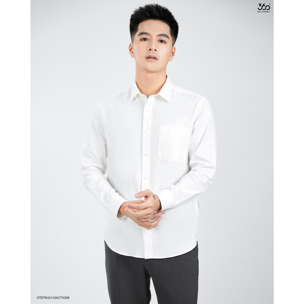 Áo sơ mi nam dài tay cổ bẻ thương hiệu 360 Boutique chất liệu cotton cao cấp - STDTK421