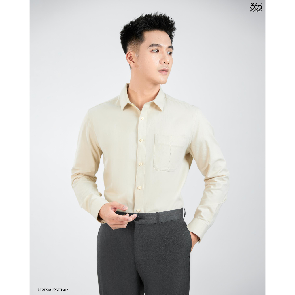 Áo sơ mi nam dài tay cổ bẻ thương hiệu 360 Boutique chất liệu cotton cao cấp - STDTK421