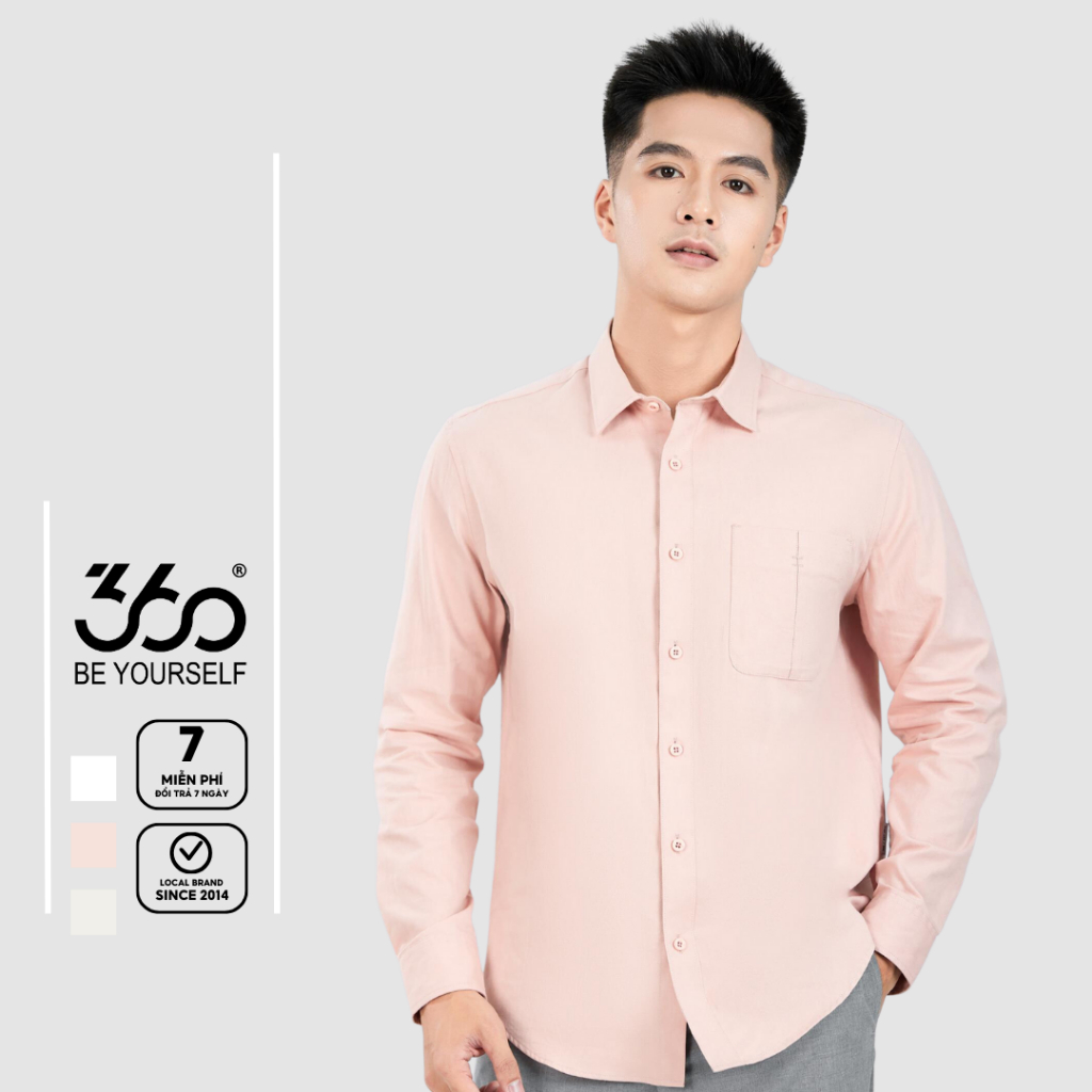 Áo sơ mi nam dài tay cổ bẻ thương hiệu 360 Boutique chất liệu cotton cao cấp - STDTK421
