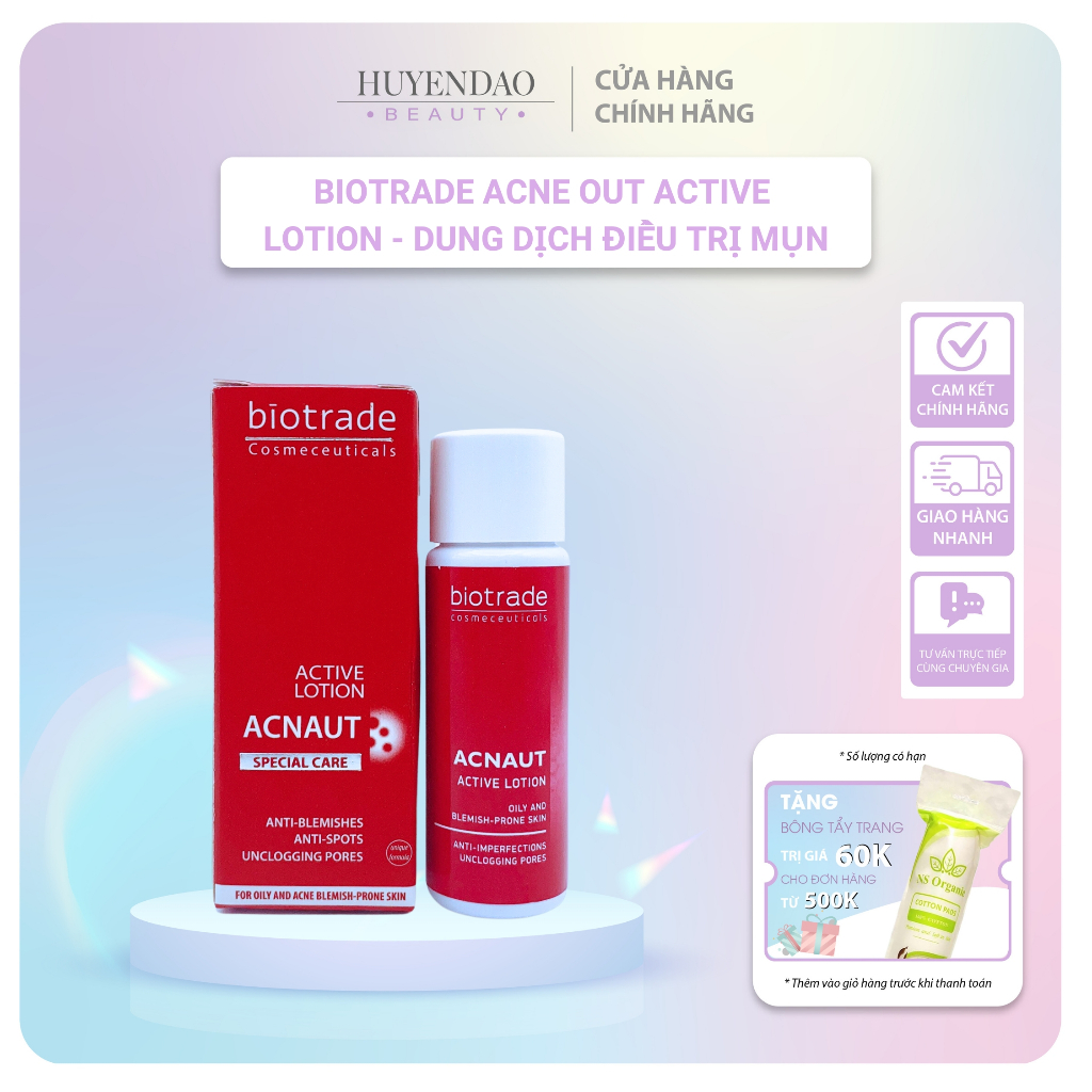 DUNG DỊCH NGỪA MỤN BIOTRADE ACNE OUT ACTIVE LOTION 10ML, GIẢM MỤN, MỤN ĐẦU ĐEN, LỖ CHÂN LÔNG TO, BIOTRADE LOTTION