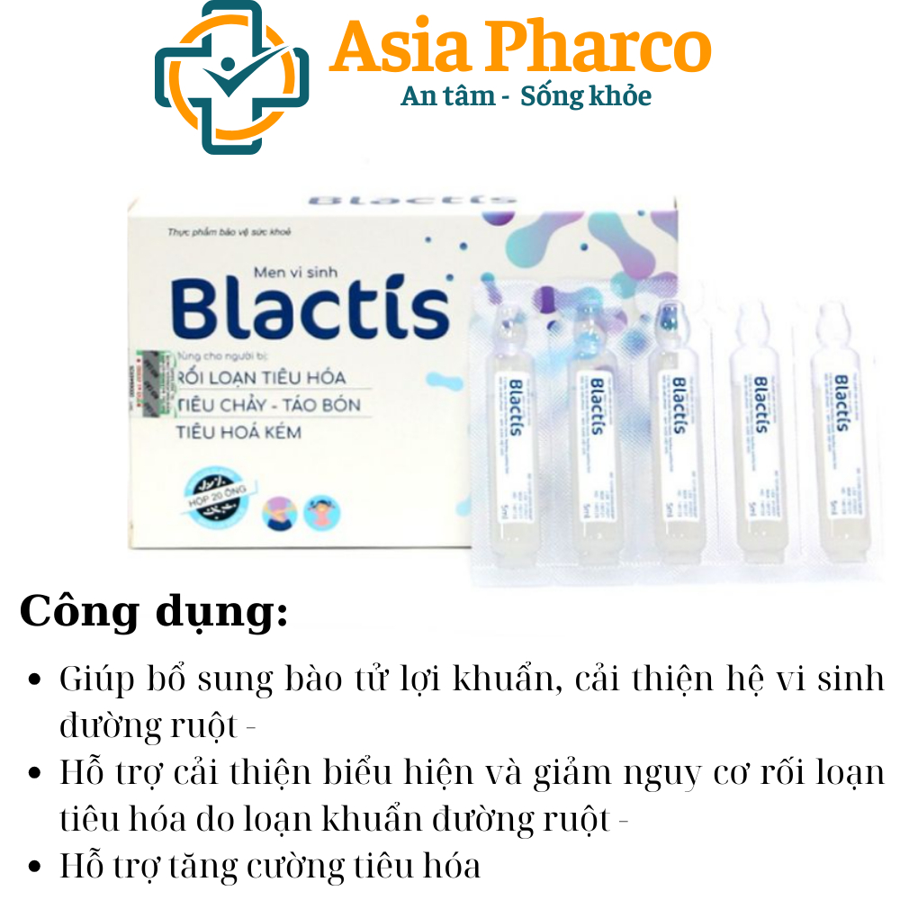 Men nước men vi sinh chứa 3 tỷ bào tử lợi khuẩn Men tiêu hóa Blactis dùng cho bé rối loạn tiêu hóa -Hộp 20 ống