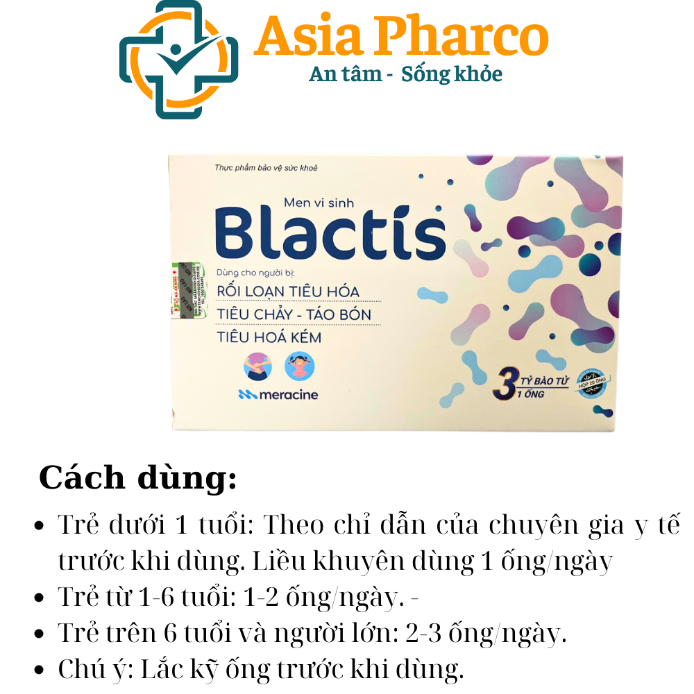 Men nước men vi sinh chứa 3 tỷ bào tử lợi khuẩn Men tiêu hóa Blactis dùng cho bé rối loạn tiêu hóa -Hộp 20 ống