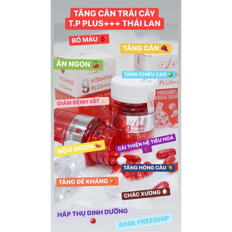 MẪU MỚI NHẤT - TỐT NHẤT PLUS CÓ TEM CỦA BỘ  VITAMIN TĂNG CÂN BỔ MÁU TRÁI CÂY TP THÁI LAN - TĂNG CÂN AN TOÀN