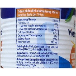 VIETCOCO - Lon 400ml - NƯỚC CỐT DỪA TƯƠI / Rich & Creamy Coconut Cream (HALAL)