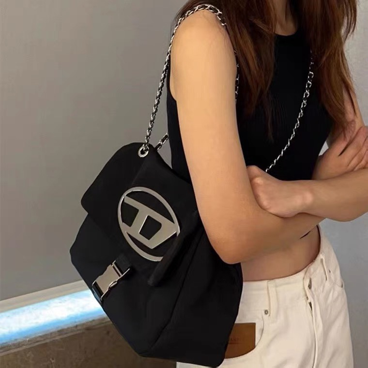 Túi xách nữ vải dù dây đôi phối xích đeo chéo đeo vai trendy