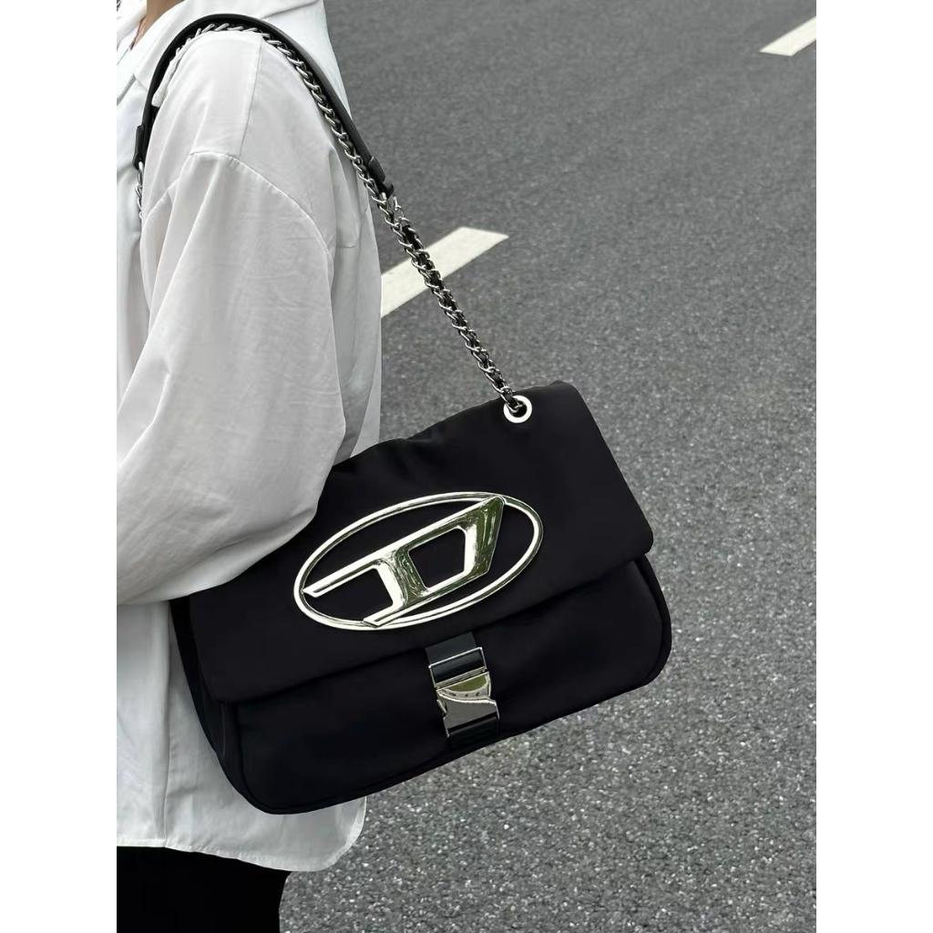 Túi xách nữ vải dù dây đôi phối xích đeo chéo đeo vai trendy