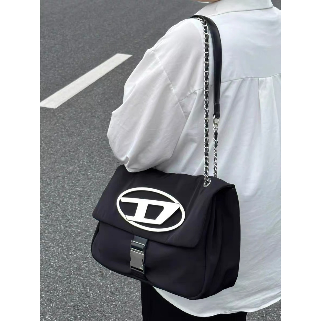 Túi xách nữ vải dù dây đôi phối xích đeo chéo đeo vai trendy