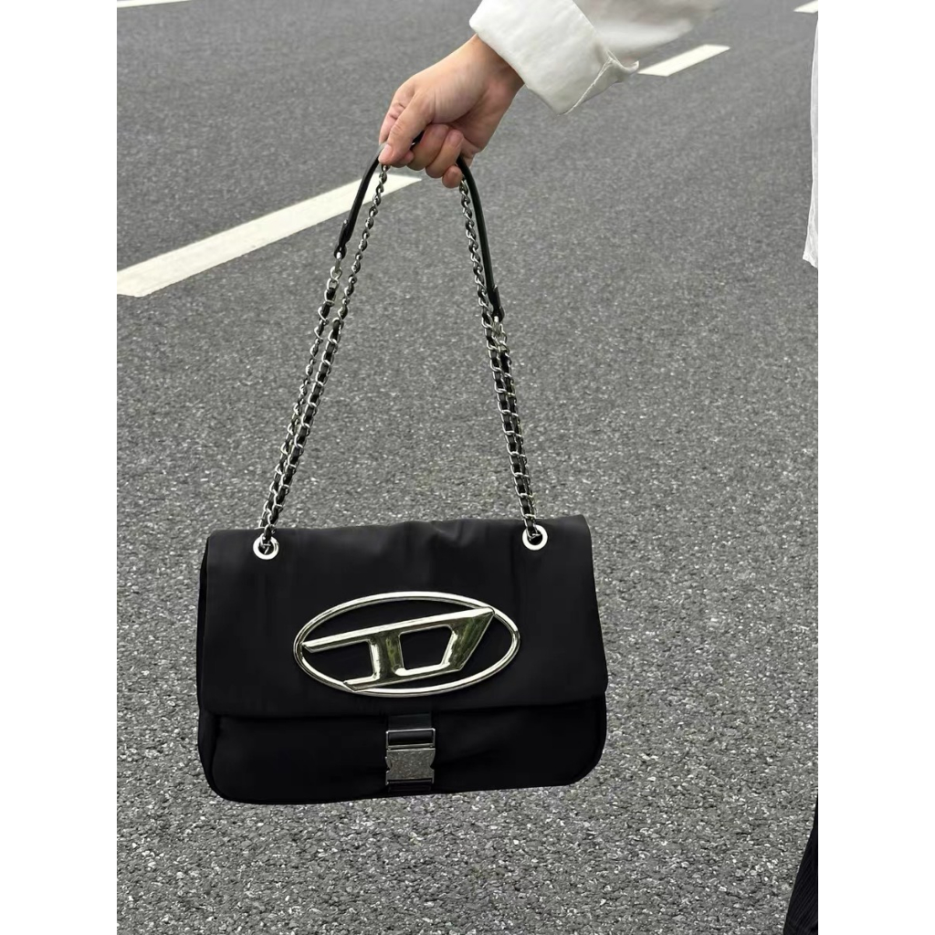 Túi xách nữ vải dù dây đôi phối xích đeo chéo đeo vai trendy