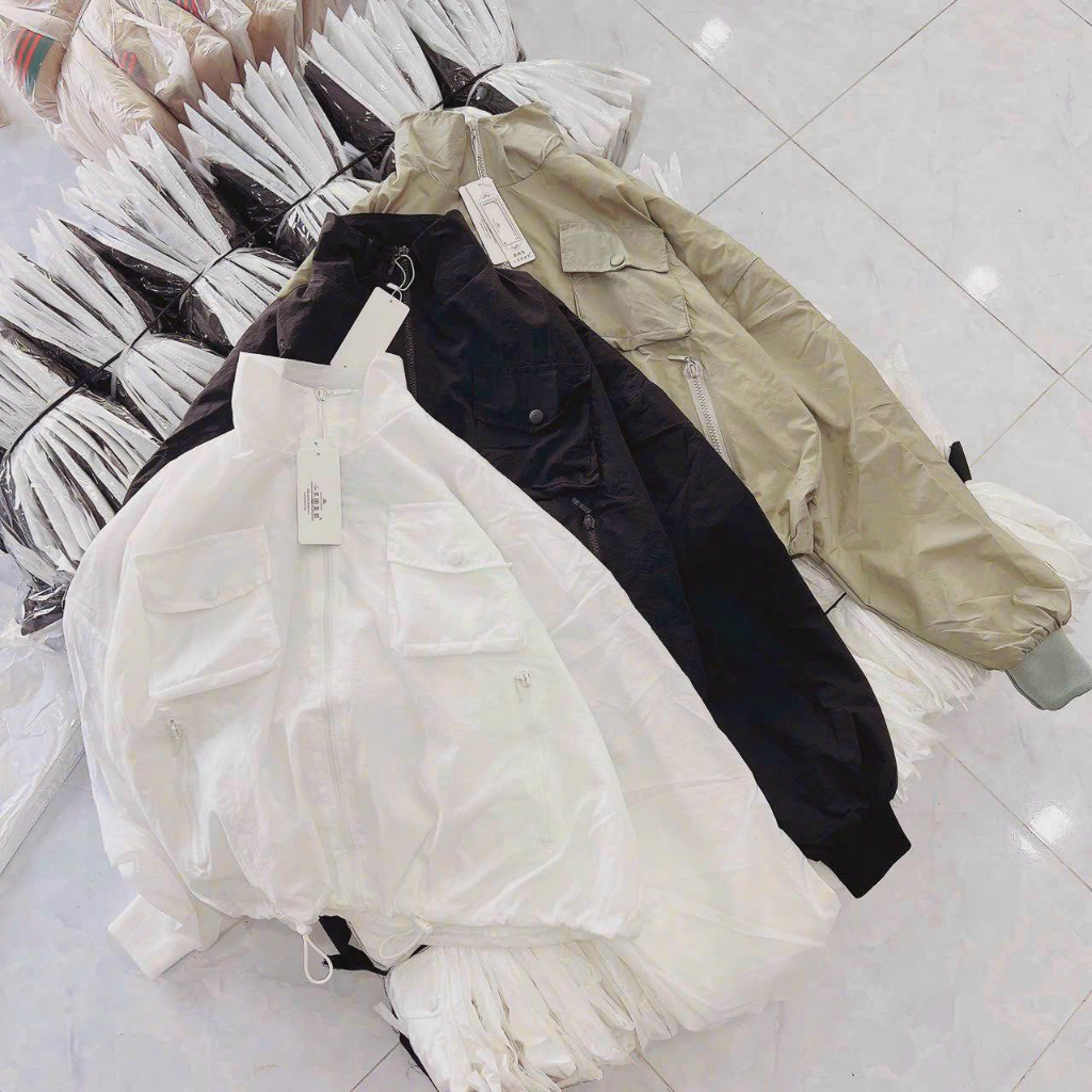 Áo Khoác Gió - Áo Khoác Dù Nữ Cổ Bẻ Trượt Rút Dây Siêu Hot TP990