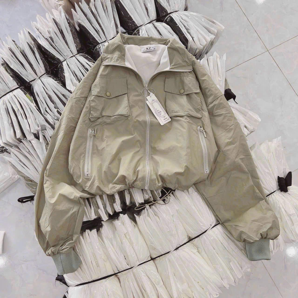 Áo Khoác Gió - Áo Khoác Dù Nữ Cổ Bẻ Trượt Rút Dây Siêu Hot TP990