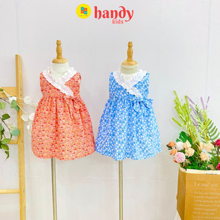 Đầm cho bé, Váy bé gái cổ nhún bèo thắt nơ eo xinh xắn Thời trang Handy