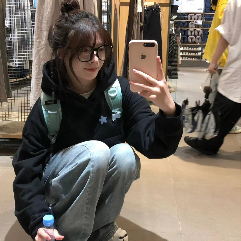 FOCUS local brand fashion vintage Đen nữ dài tay áo hoodie nữ  bigsize ulzzang 100%cotton