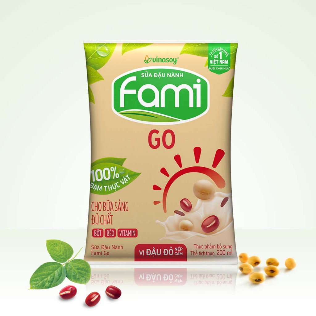 Thùng sữa đậu nành Fami Go Đậu đỏ (40 bịch x 200ml)