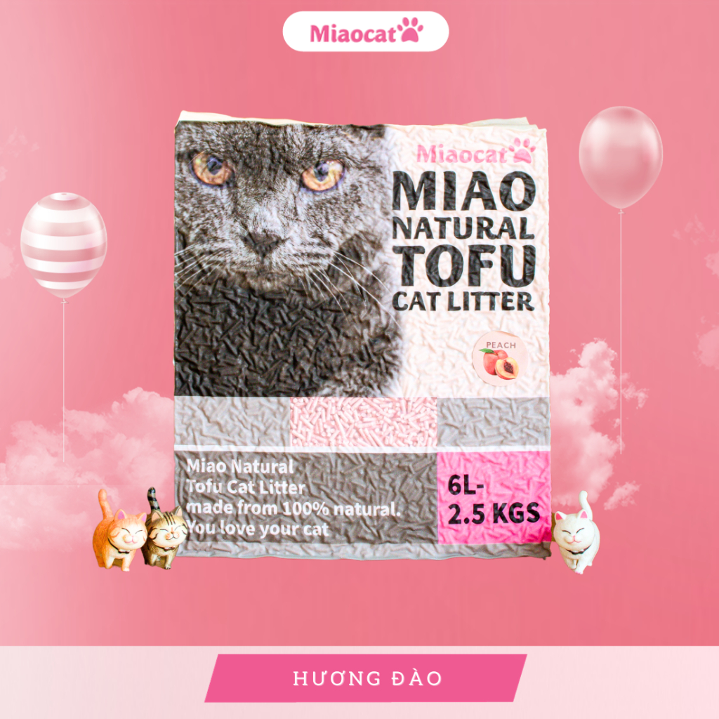 Cát vệ sinh đậu nành MIAO 6L cho mèo - Hương Đào - MIAOCAT