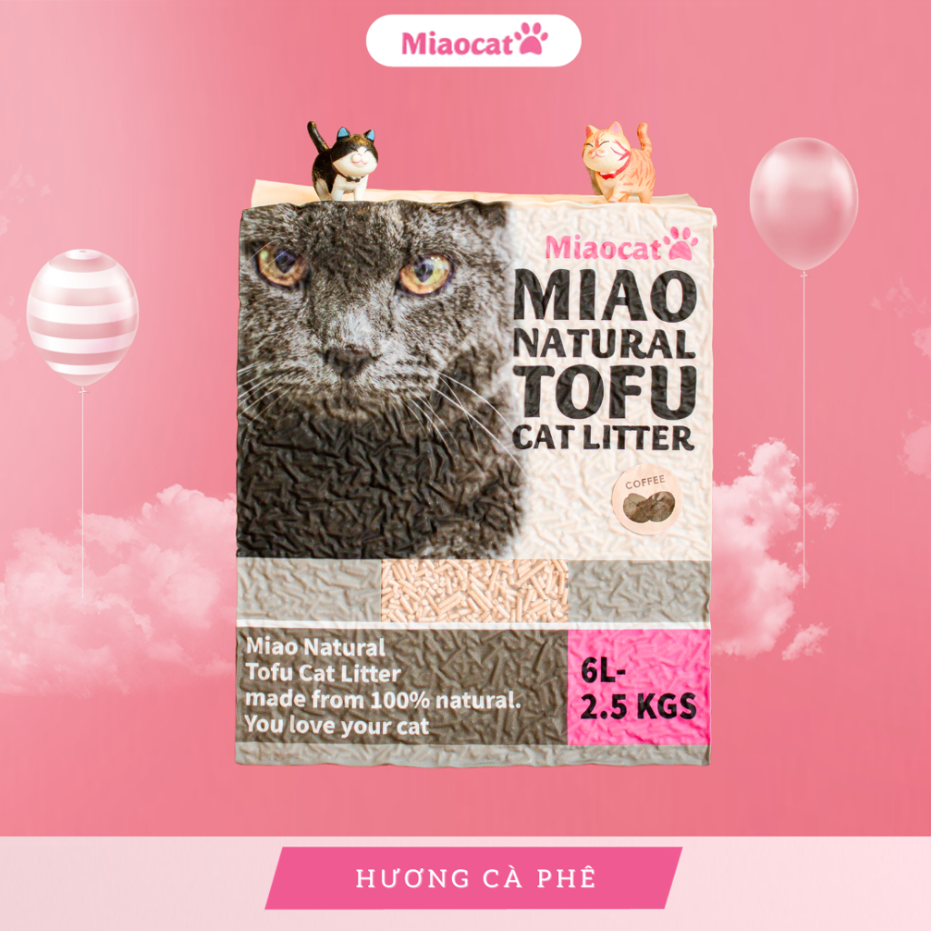 Cát vệ sinh đậu nành MIAO 6L cho mèo - Hương Coffee - MIAOCAT