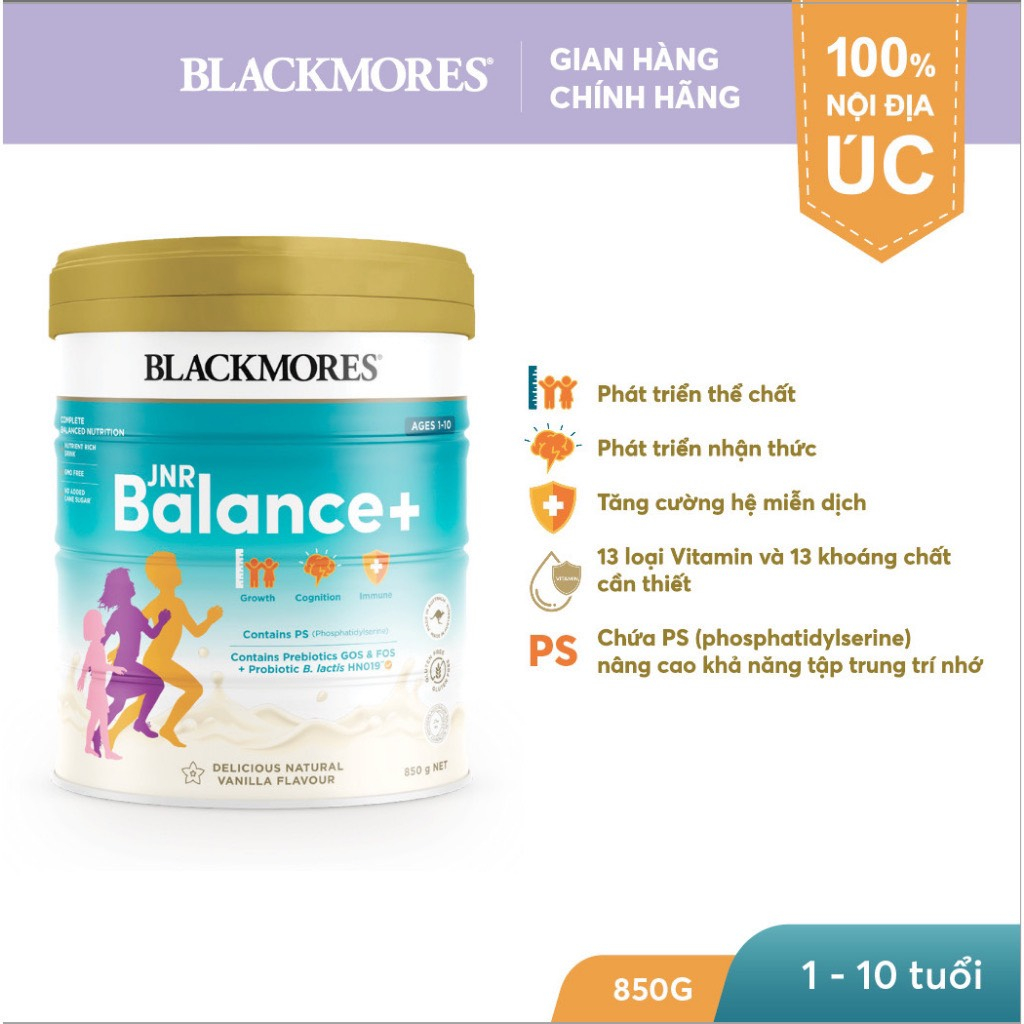 Sữa Blackmores JNR Balance+ Vanilla - Sữa Bột Công Thức Cao Năng Lượng 850g,400g