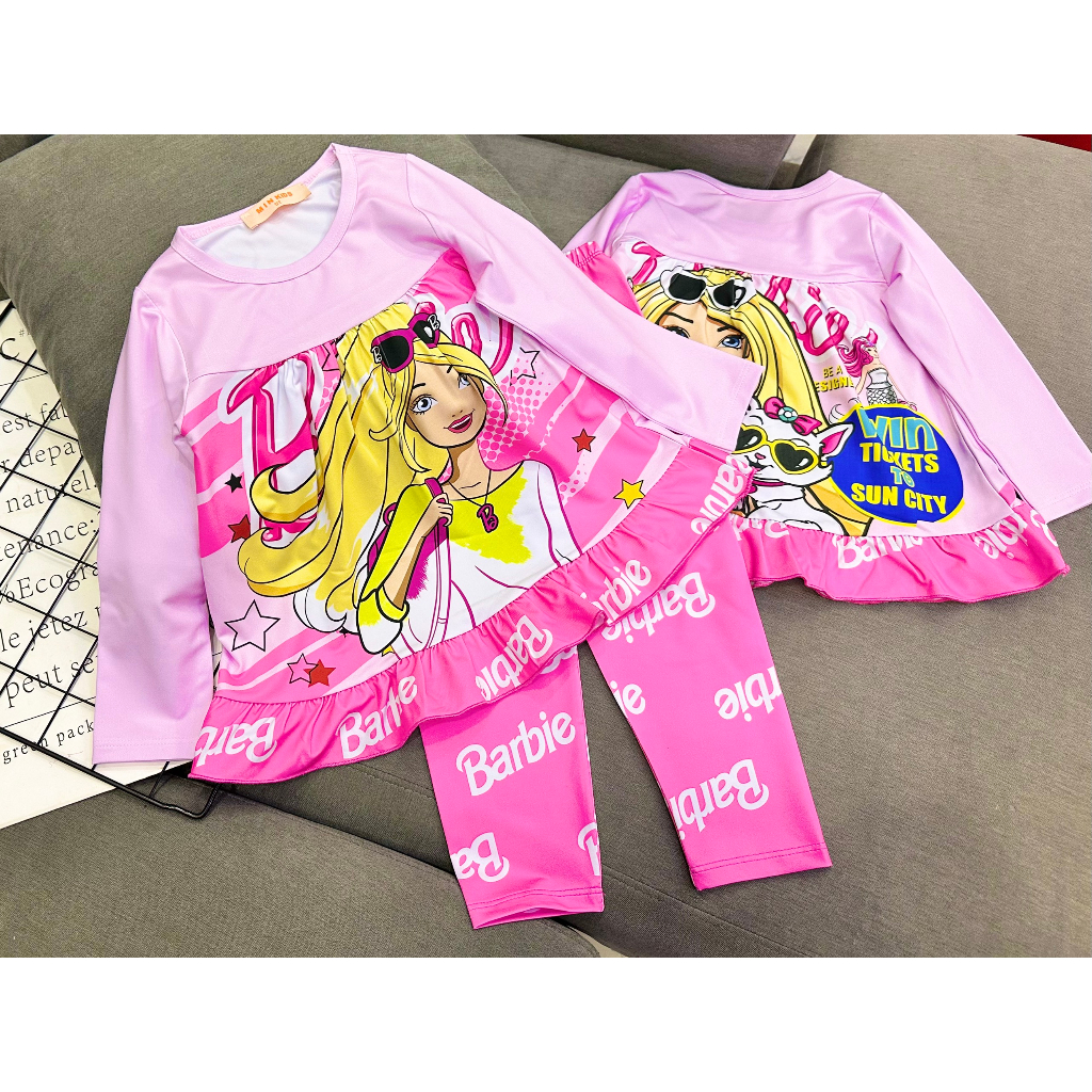 Bộ tay dài quần dài babydoll thun Borip xuất 4c loại 1 Quần áo cho bé 22-45kg Pikakid's