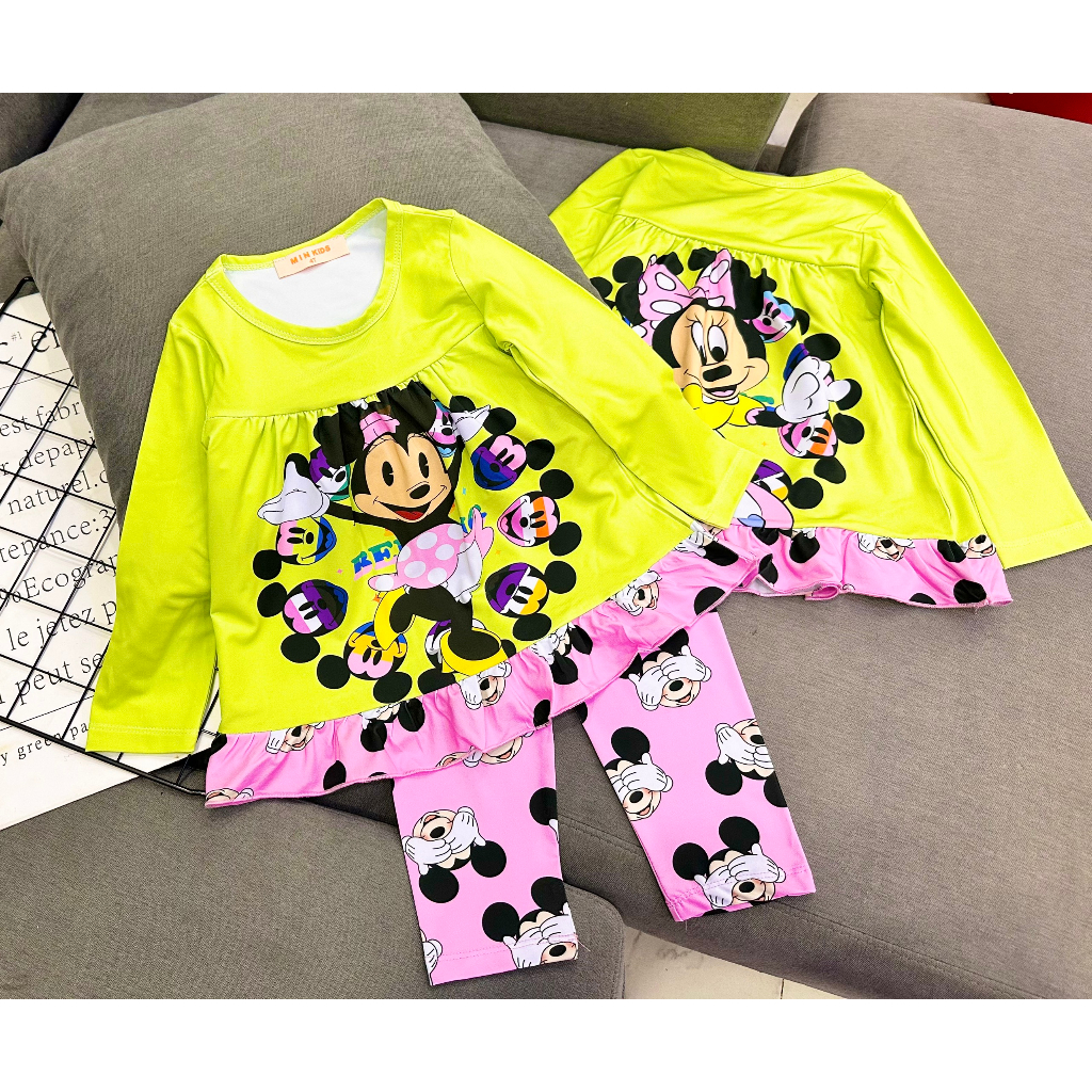 Bộ tay dài quần dài babydoll thun Borip xuất 4c loại 1 Quần áo cho bé 22-45kg Pikakid's