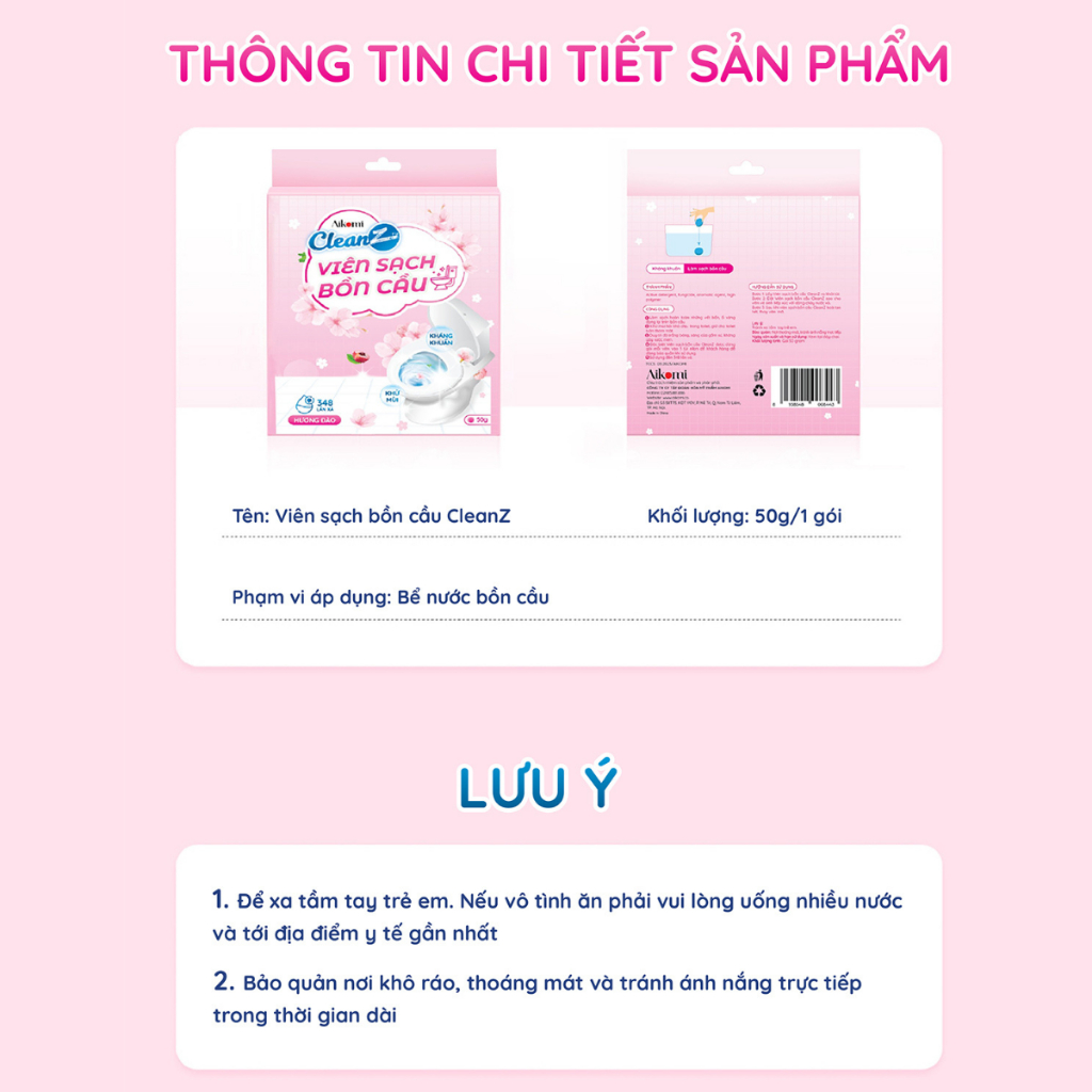 Viên thả bồn cầu CleanZ sạch khuẩn thơm mát tẩy sạch mảng bám khử mùi diệt vi khuẩn toilet chai thả bồn cầu thế hệ mới