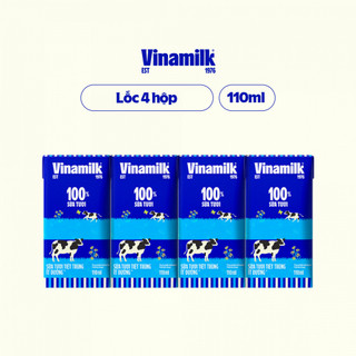 Lốc 4 hộp Sữa Tươi Tiệt Trùng 100% Có Đường, ít Đường 110ml