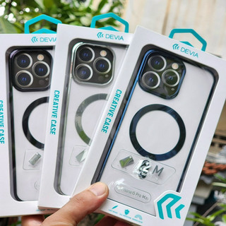 Ốp lưng Devia trong viền màu hỗ trợ sạc cho iPhone 15/ 15 Plus/ 15 Pro/ 15 Pro Max siêu đẹp chống ố vàng
