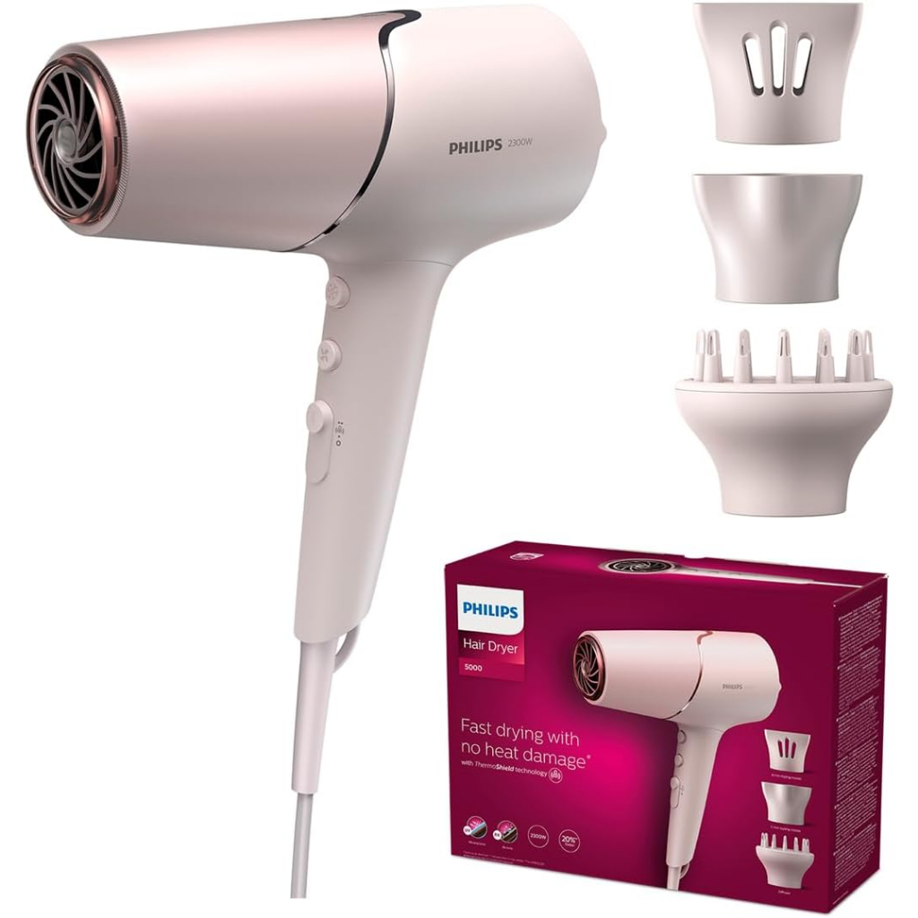 Máy sấy tóc Philips series 5000 BHD530/20 nội địa Đức 2300W, Máy sấy tóc 3 phụ kiện sấy tạo kiểu Germany SnT 210064