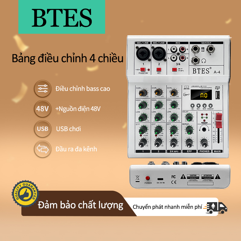 bàn trộn âm thanh karaoke thu âm mixer BTES A4 Bluetooth Thu Âm Karaoke Chuyên Nghiệp Amply Cho Ra Âm Thanh Hay