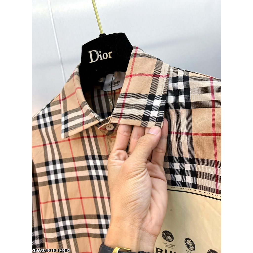 Áo Sơ mi unisex nam nữ BBR kẻ caro nâu mặc đôi cực chất hàng may kĩ, chất liệu vải thoáng mát