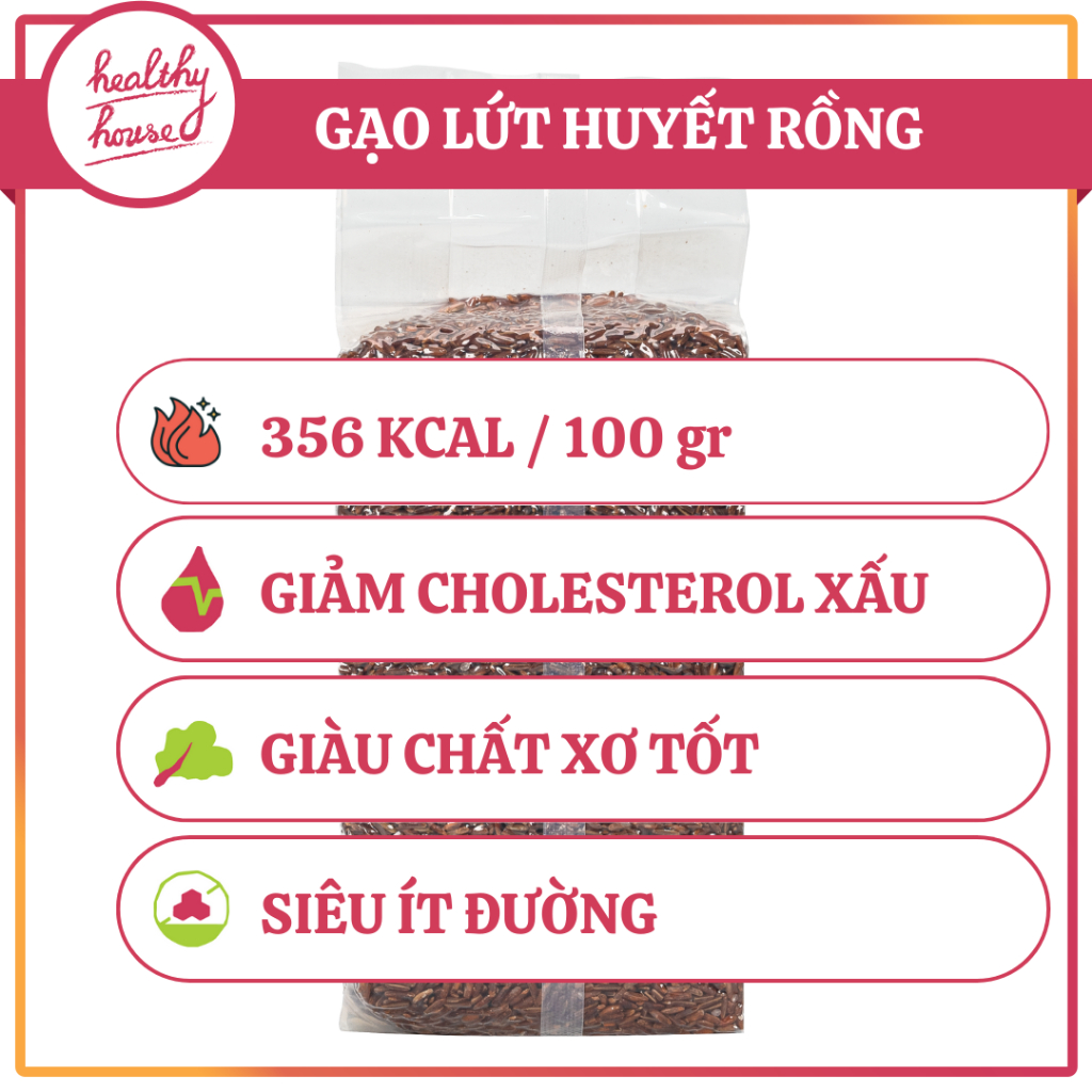 Gạo lứt huyết rồng Tôm Vàng nguyên chất ăn kiêng, healthy, giảm cân lành mạnh gói 1kg