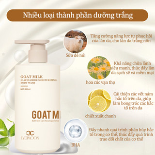 sữa tắm sữa dê núi trắng da toàn thân, trắng sáng làm trắng da, thích hợp với da mặt Sữa tắm trắng da 800ML