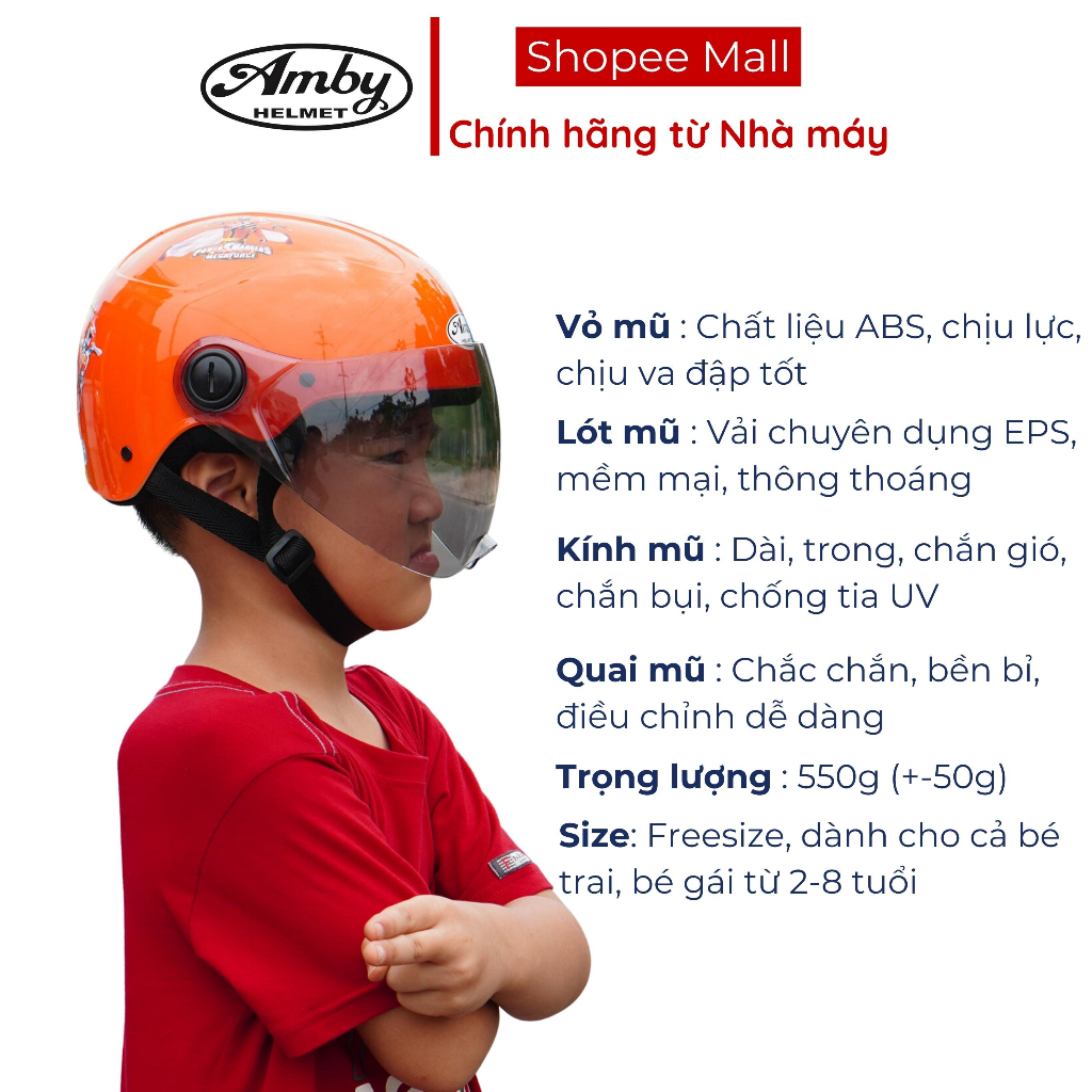 Mũ Bảo Hiểm Trẻ Em Nửa Đầu Amby Helmet, tem dán họa tiết đáng yêu cho bé trai và bé gái - Nhiều màu