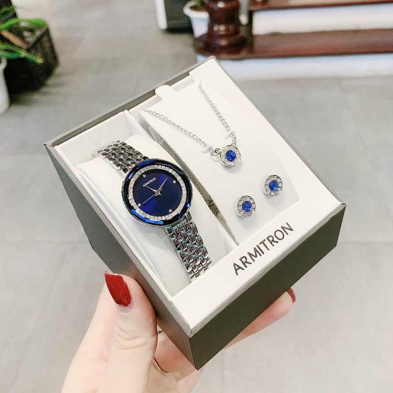 Set đồng hồ nữ Armitron dây thép không gỉ, kích thước 30mm