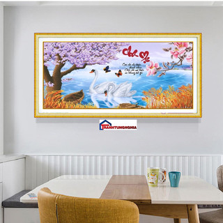 Tranh đính đá cha mẹ 91cm x 46cm
