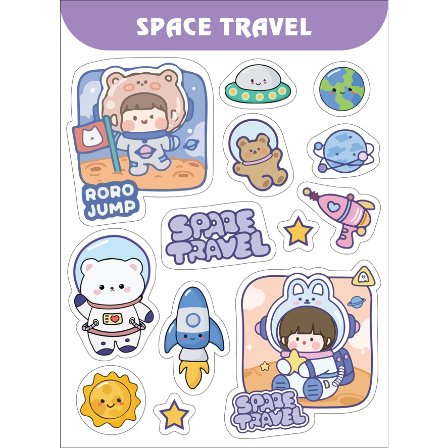 1 TỜ Sticker hoạt hình dễ thương TONTON, PHI HÀNH GIA, POCHACCO, DINO cute trang trí