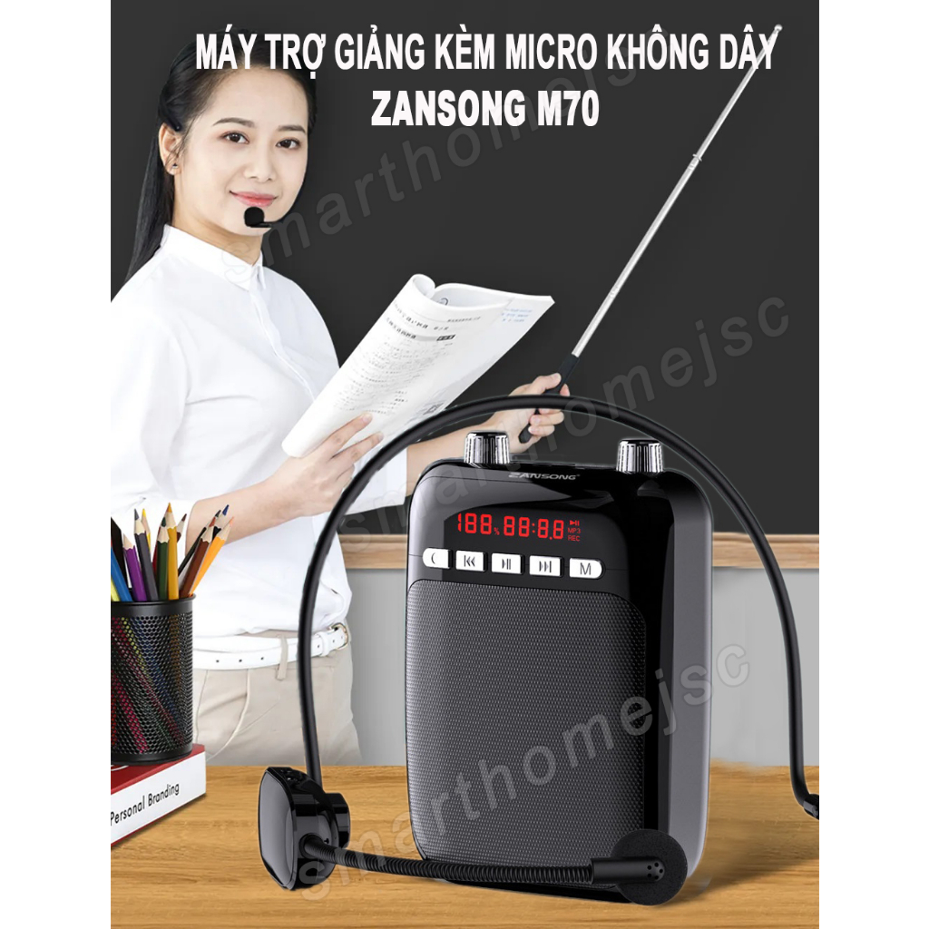 Máy trợ giảng KAW Zansong M70, kèm mic cài đầu không dây cao cấp