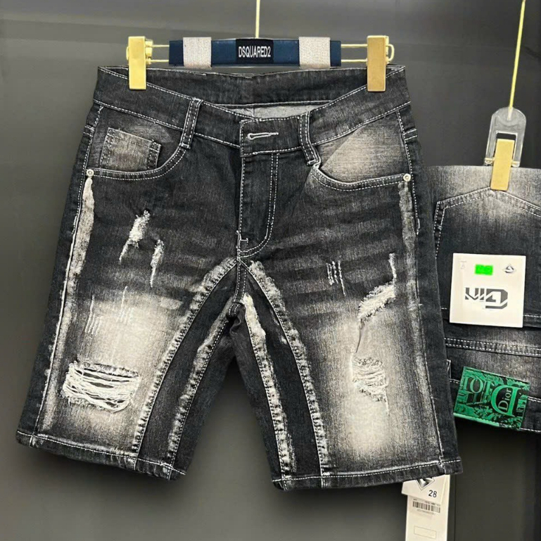 quần short jean nam ngắn đen rách in vá thỏ đẹp mẫu mới hot tren 2023,vải đẹp giá tốt KAYSTORE