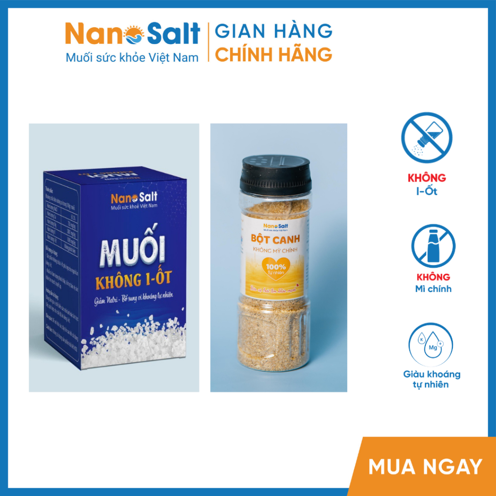 Combo 1 Lọ Muối Không I - Ốt & 1 Lọ Bột Canh Không I-Ốt cho người ăn kiêng