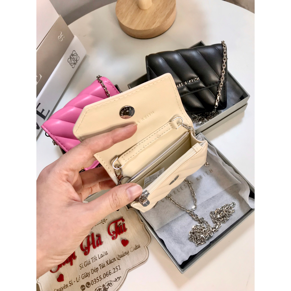 Ví nhỏ nữ - ví mini Cê ka kèm dây đeo nắp chéo