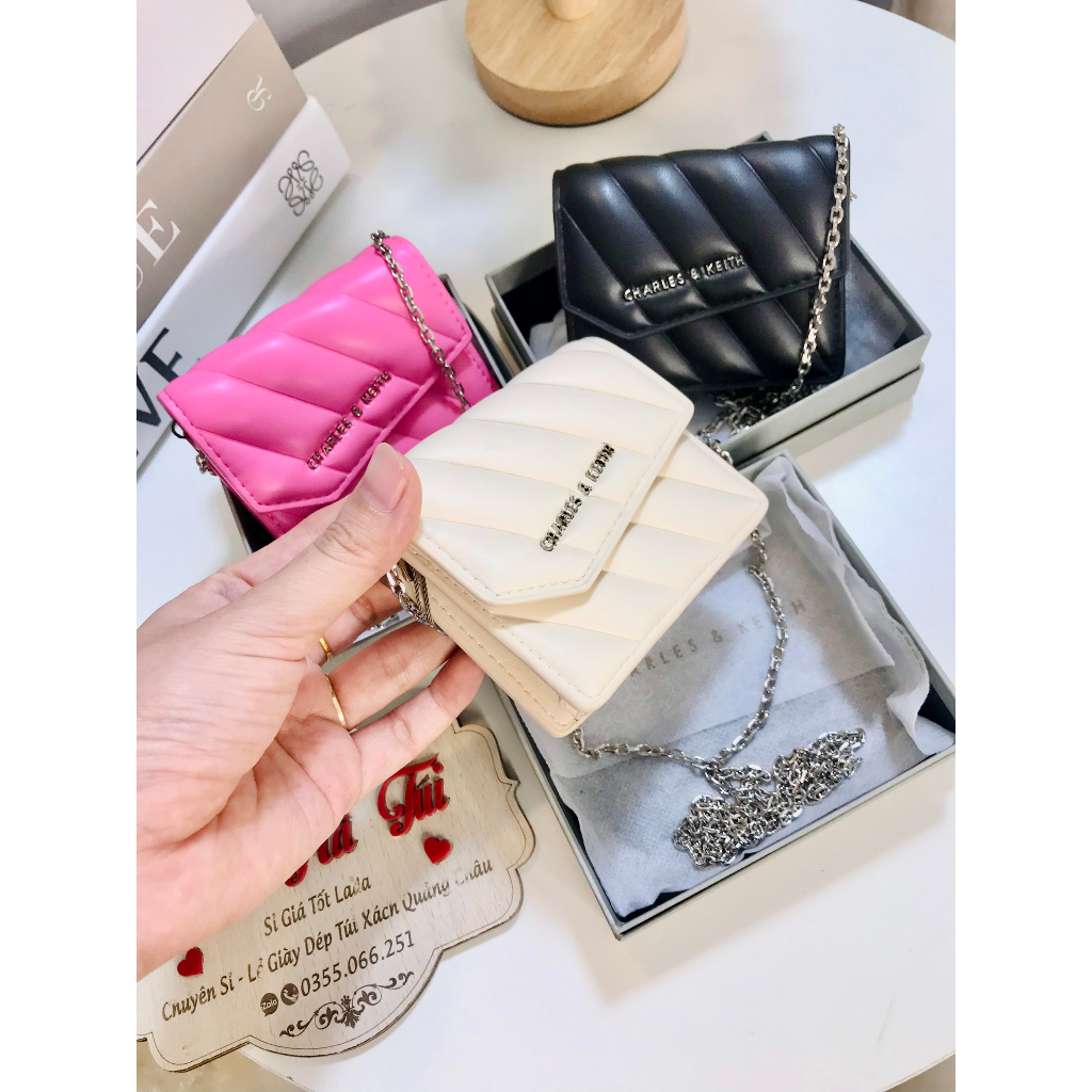 Ví nhỏ nữ - ví mini Cê ka kèm dây đeo nắp chéo