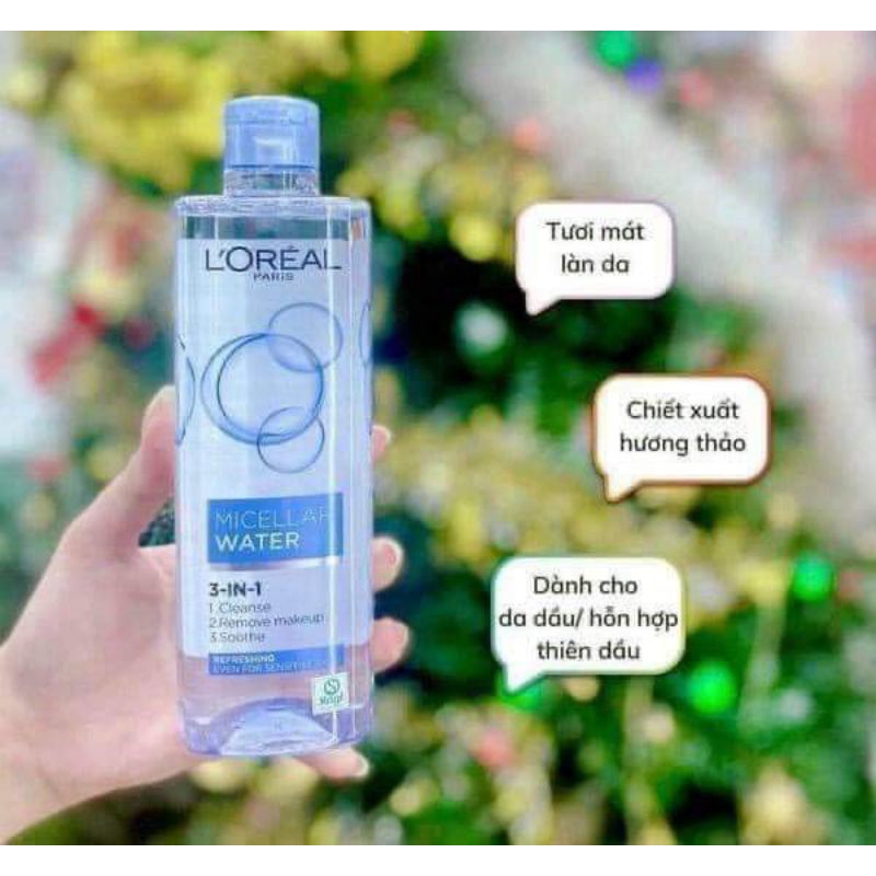 Nước tẩy trang và làm sạch sâu 3in1 Lorea Paris Micellar Water 400ml