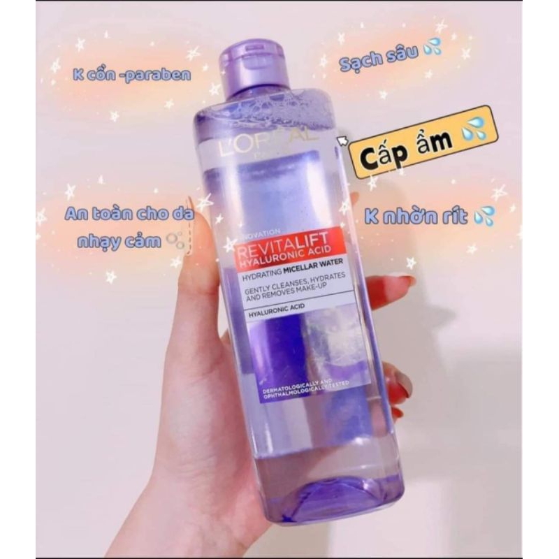 Nước tẩy trang và làm sạch sâu 3in1 Lorea Paris Micellar Water 400ml