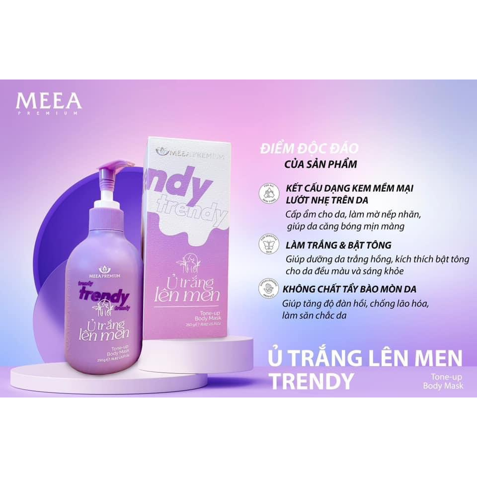 Combo Ủ Trắng Lên Men Trendy, Kem Body Trendy & Tẩy Tế Bào Chết Body Chính Hãng Meea Premium