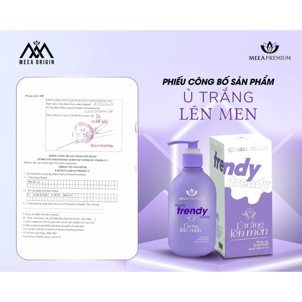 Combo Ủ Trắng Lên Men Trendy, Kem Body Trendy & Tẩy Tế Bào Chết Body Chính Hãng Meea Premium