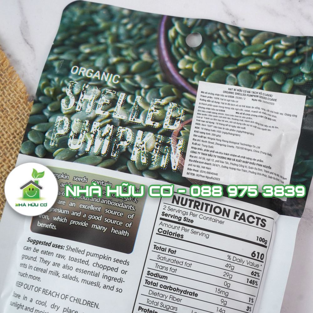 Hạt bí hữu cơ C'LAVIE 200g/100g - Date: 20/12/2024 - Nhà hữu cơ