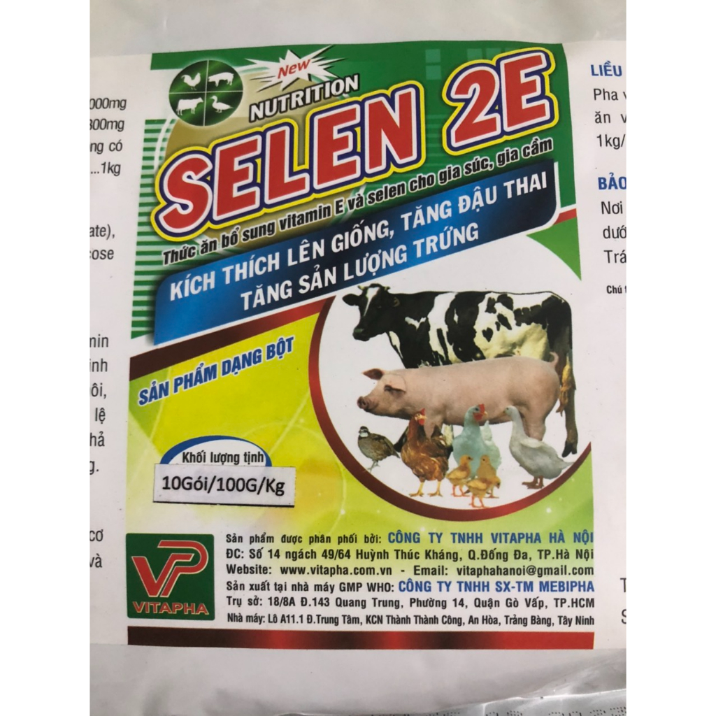 Thuốc thú y, Selen 2E 1kg Vitapha dùng cho chó, mèo, gia súc, gia cầm