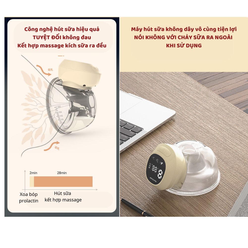 Máy hút sữa Real Bubee,9 chế độ hút, massage kích sữa,điều chỉnh tăng giảm áp lực - Momby Shop