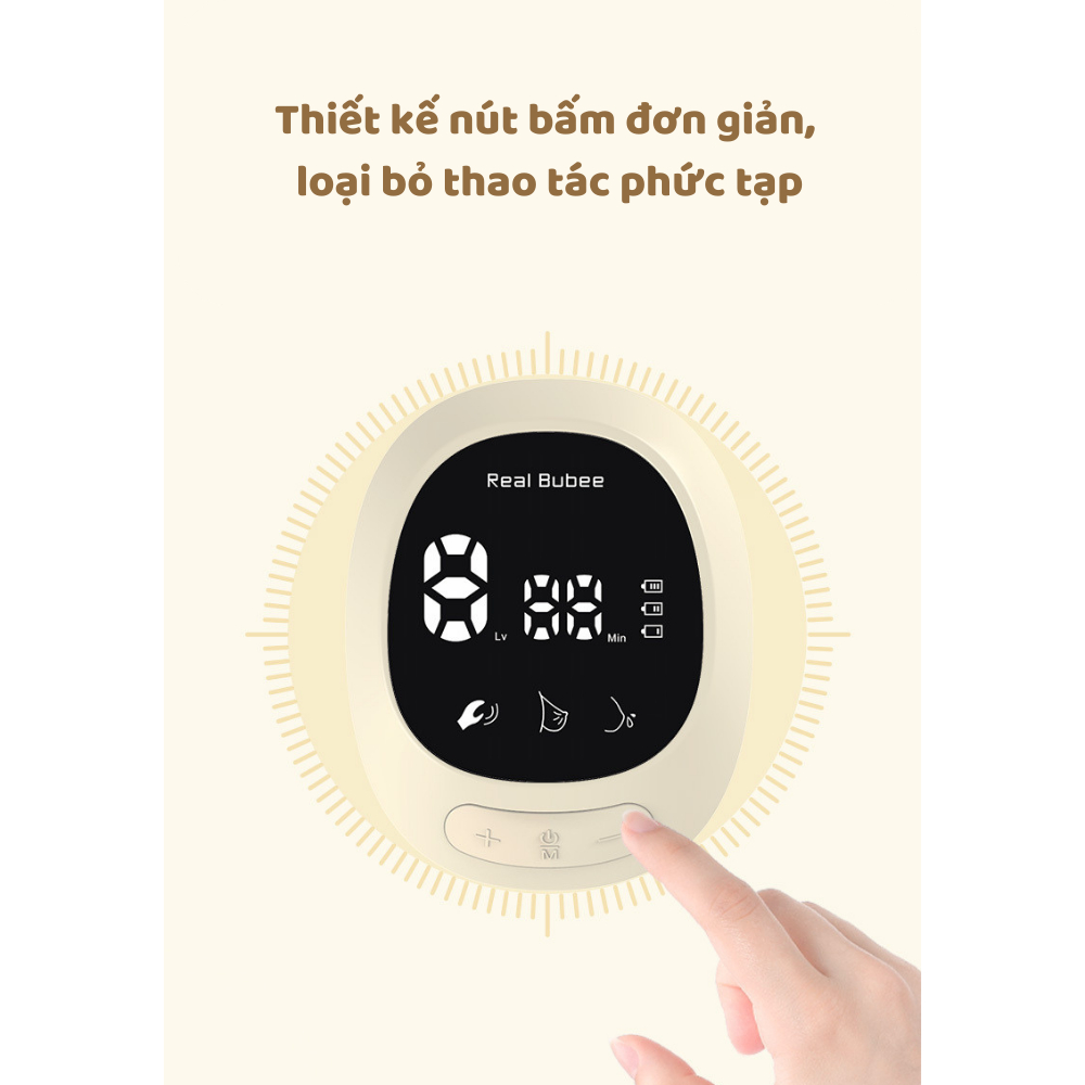 Máy hút sữa Real Bubee,9 chế độ hút, massage kích sữa,điều chỉnh tăng giảm áp lực - Momby Shop