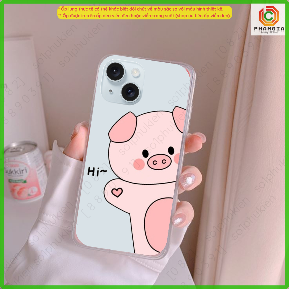 Ốp lưng iPhone 15 14 13 12 11 mini pro plus pro max dẻo trong suốt hình thiết kế, mẫu họa tiết dễ thương