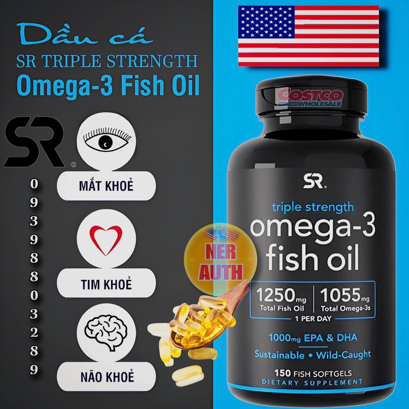 Dầu cá Triple Strength Fish Oil Omega 3 Sports Research của Mỹ